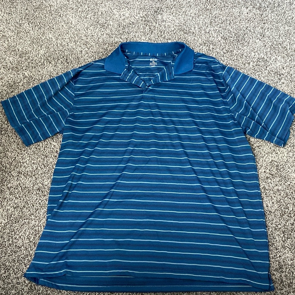 Marc Edwards Men's blue striped polo